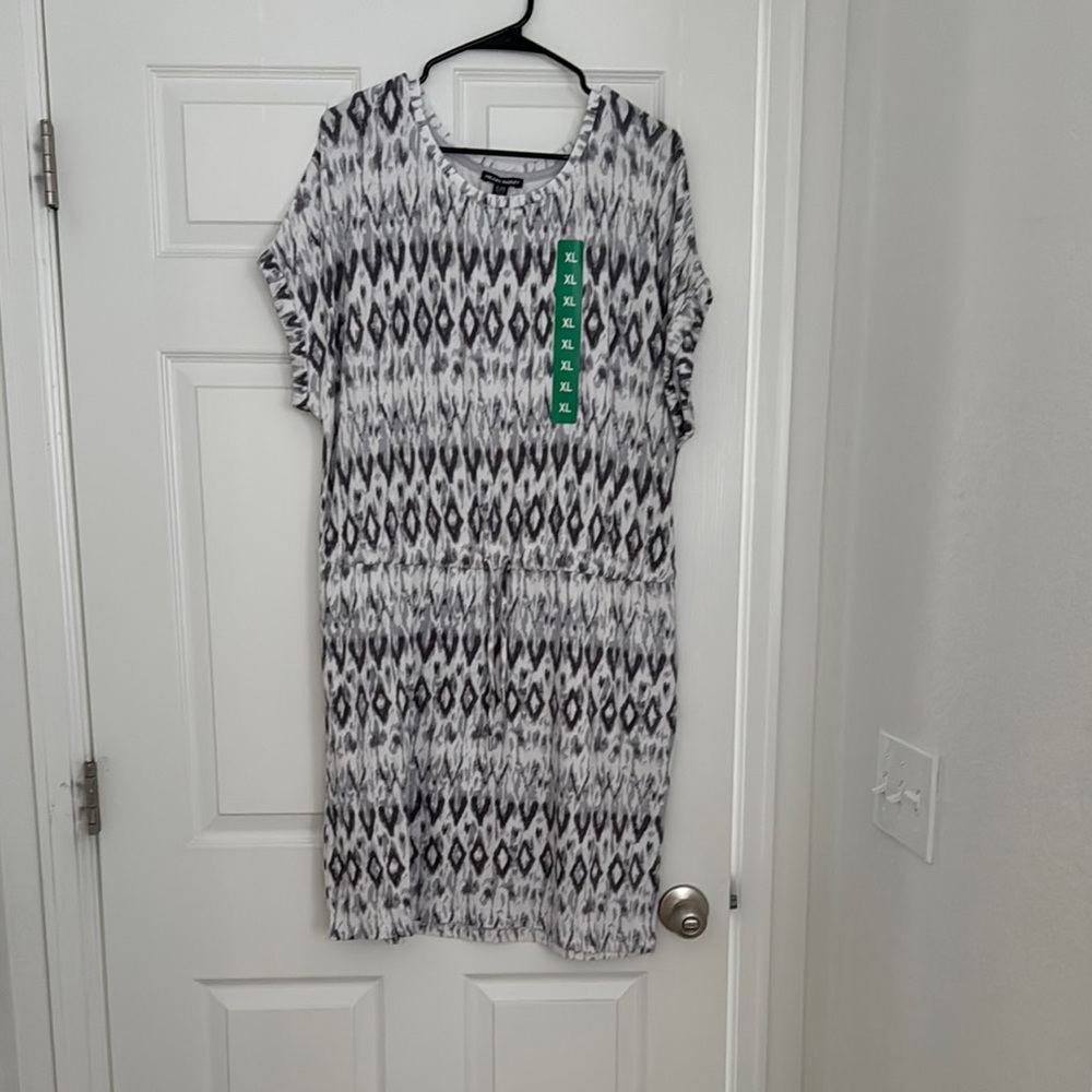 Hilary Radley Monochrome Geometric Midi Dress